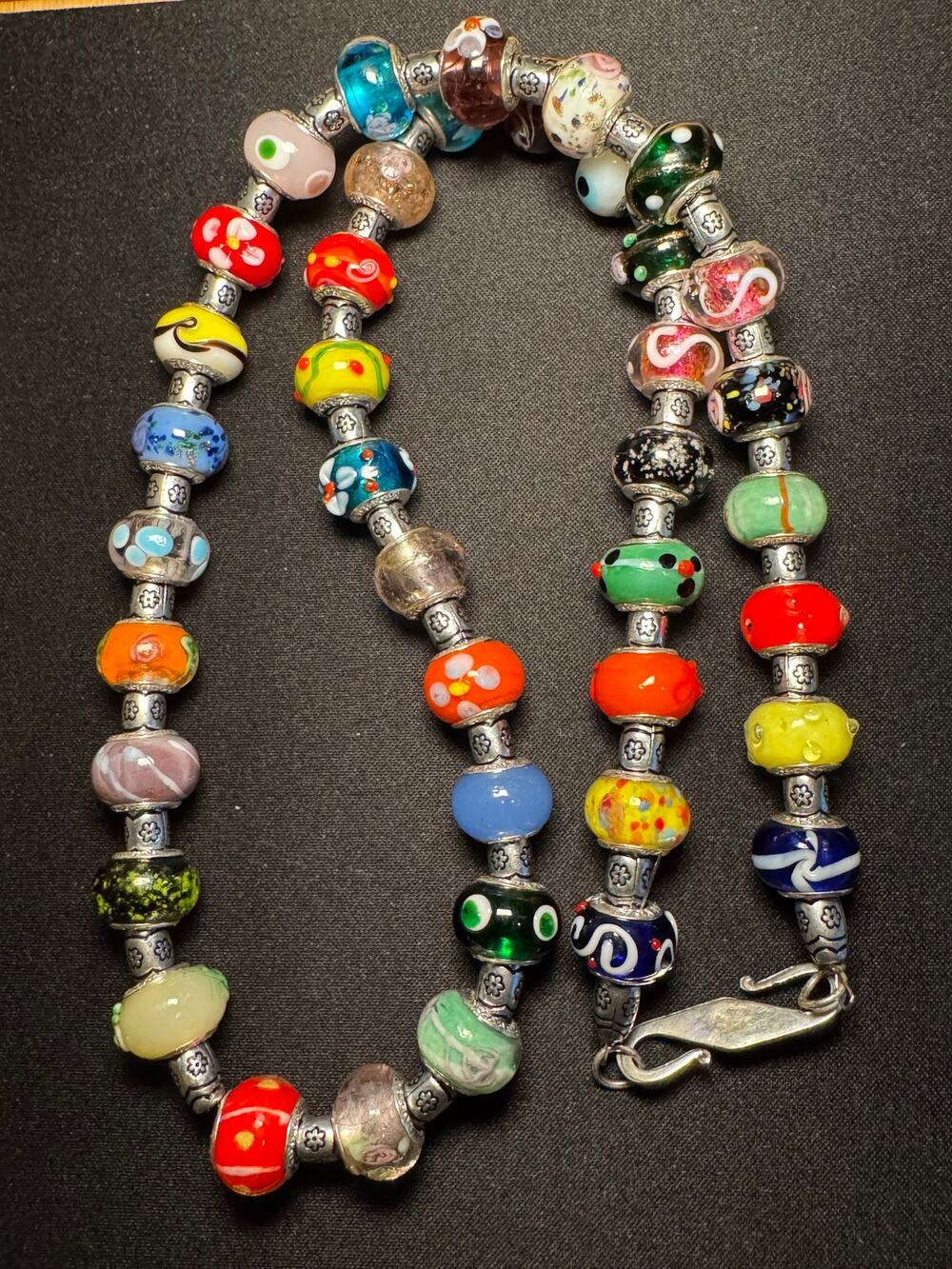 Lampwork Glass Beads Necklace 40 Beads 25in RubyCA